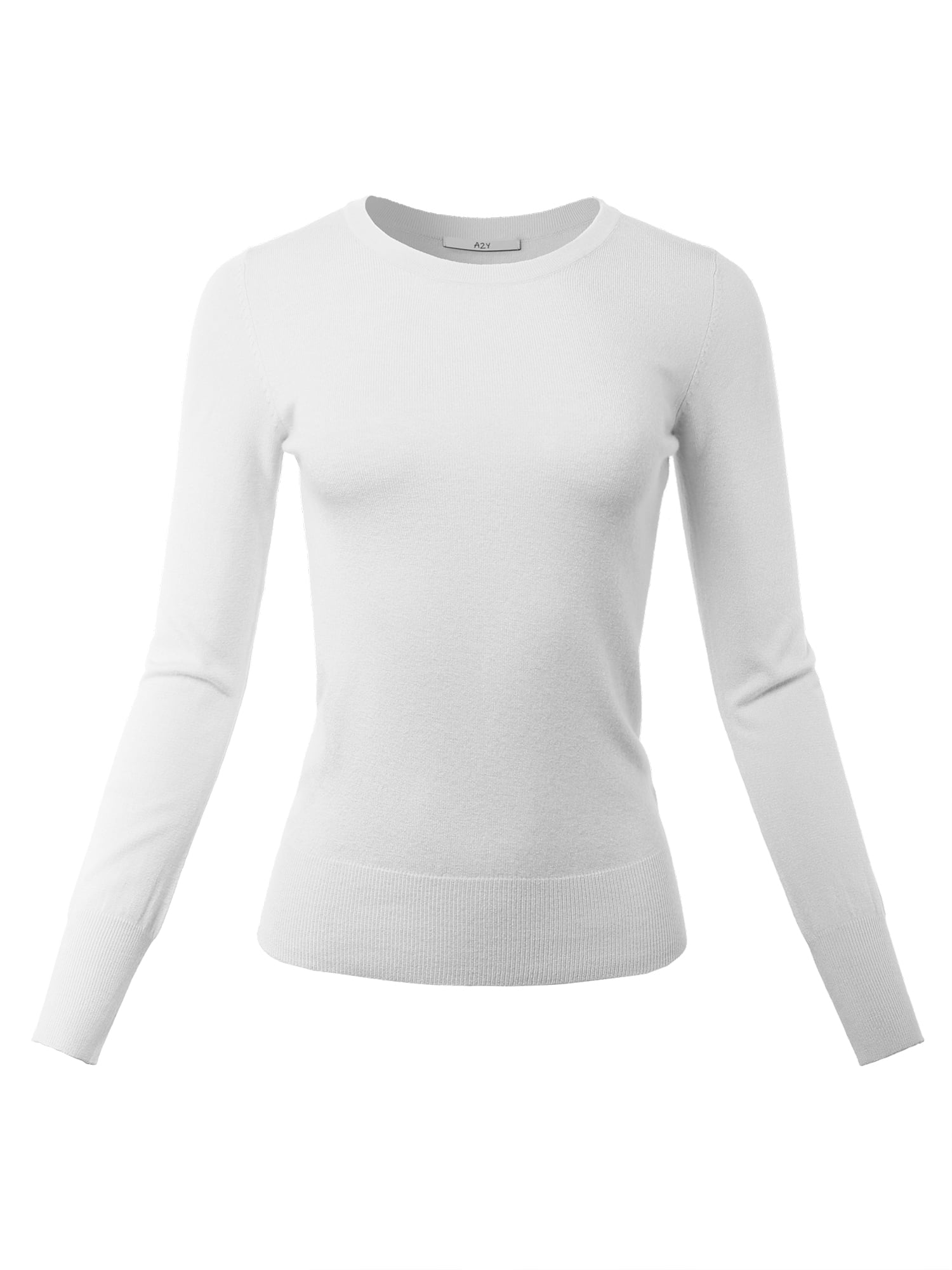 A2Y Women's Fitted Crew Neck Long Sleeve Premium Pullover Viscose ...