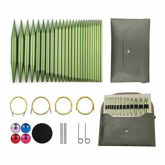 Beginner Friendly Interchangeable Aluminum Circular Knitting Needles Set, 13 Pairs, 4-Inch