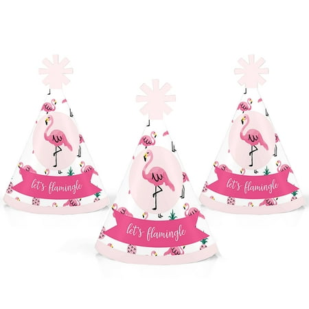 - Pink Flamingo - Party Like a Pineapple - Mini Cone Tropical Summer Party Hats - Small Little Party Hats - Set of 10