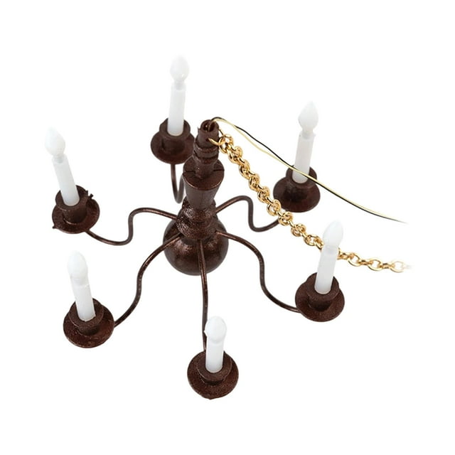 1/87 Miniature Chandelier Model Candle Ceiling Lamp Model Miniature Lighting for Copper 14.5cmx6cm