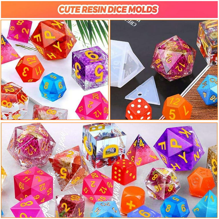 Resin Dice Molds, 19 Styles Polyhedral Game Dice Molds Set with Silicone  Dice Mold, Mixing Sticks, Measuring Cup, Droppers, Acrylic Paints Set for  Epoxy Resin Dice Making