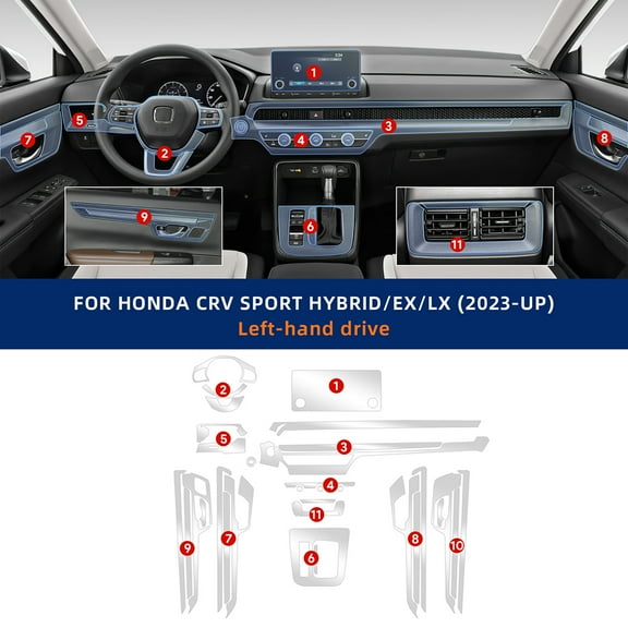 Car Invisible Interior Film TPU Full Set for 2023-Up Honda CRV Car Protection Film Left Driver Screen A Model, 25pcs