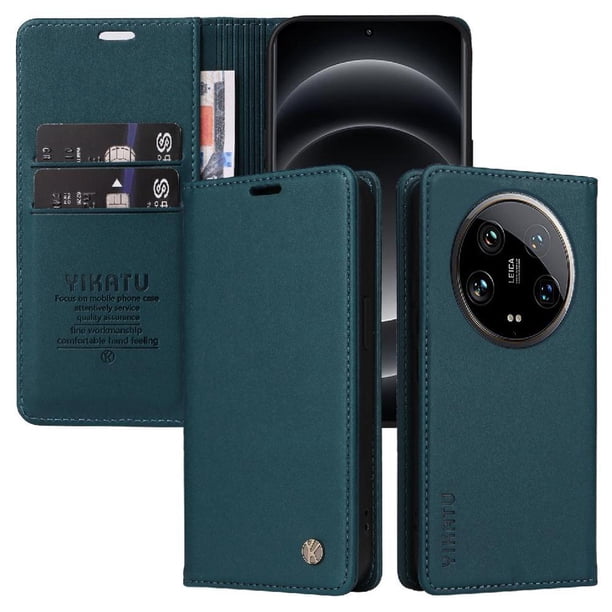 Funda para Xiaomi 14 Ultra Estuche de Cuero PU Tipo Cartera con Ranuras para Tarjetas y Cierre Magnético