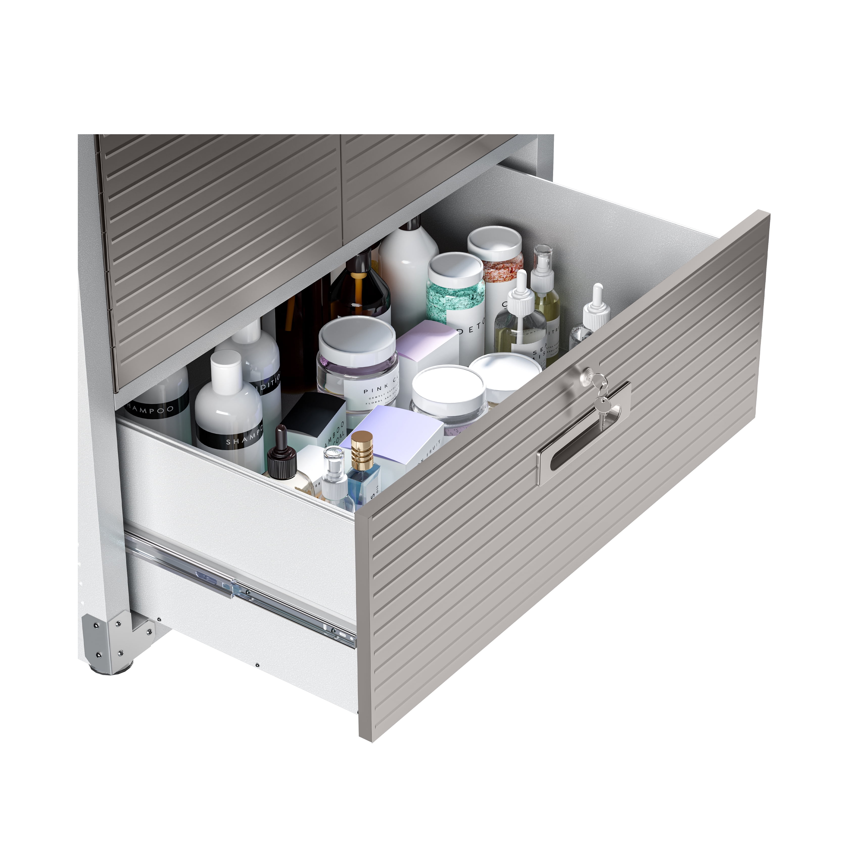 Seville Classics UltraHD French Door Storage Cabinet with Drawer, 36" W x 18" D x 72" H
