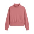 thumbnail image 6 of thefmos Women's Round Neck Long Sleeve Cropped Pullover Top Solid Color Casual Blouse Fashion Fall Winter Clothes, Pink L, 6 of 6