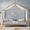 Grey, variant on Twin Size Montessori Floor Bed with Canopy, House Shaped Toddler Bed Frame with Roof and High Safety Railings, Solid Wood Kids Floor Bed for Bedroom Playroom,111