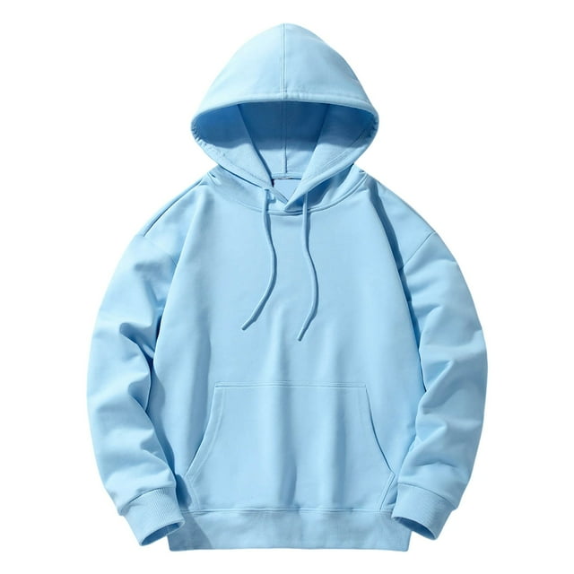 VBARHMQRT Lightweight Hoodie Male Solid Color Hooded Long Sleeved Pullover Sweatshirt