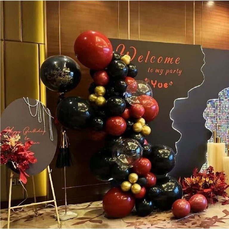 Black Red Gold Metallic Balloon Garland Kit - 135pcs Classic Color Balloons For Parties, Weddings, Baby Showers