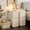White-8"W, variant on BOSHIRO Narrow Nightstand with Drawers Set of 2, Narrow Side Table Leather, Small Bedside Tables for Bedroom, Black