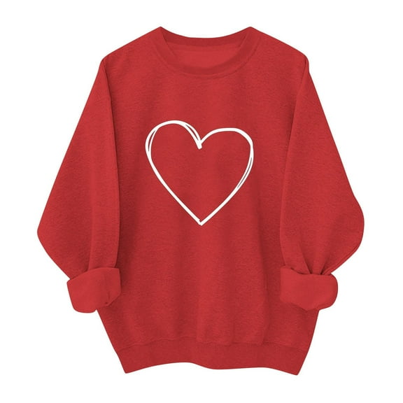 Valentine's Sweatshirt for Women Cute Love Heart Shirts Casual Long Sleeve Valentine Tshirt Clothes Tops