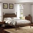 thumbnail image 3 of Leumius Queen Size Platform Bed Frame, Spindle Bed with Curved Tall Headboard, No Box Spring Needed, Retro Four Poster Bed for Teens Adults Walnut, 3 of 8