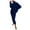 Blue, variant on Women Casual Solid Knitting Slimming Hip Wrap Long Sleeve Turtleneck Sweaters Skirt Suit