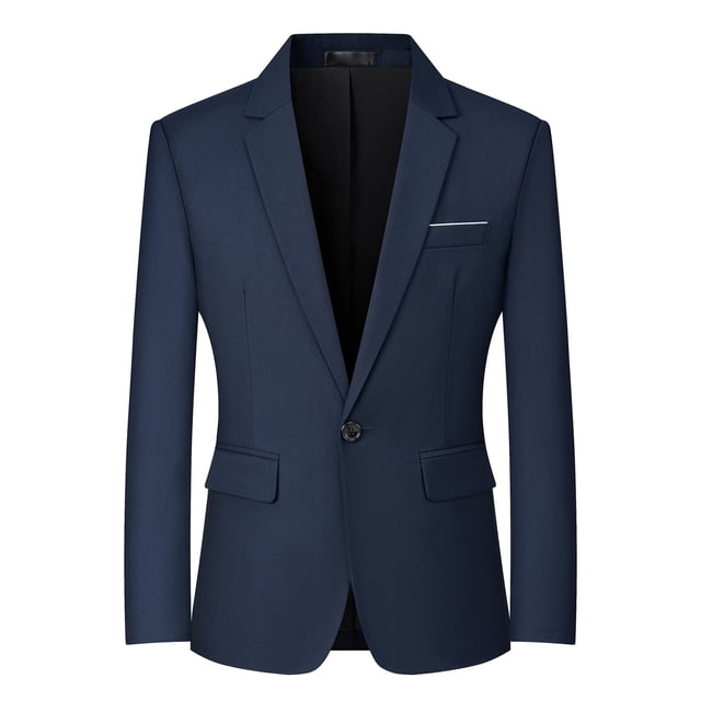 Traje casual de negocios ajustado Blazer Mylldey para hombre, azul-M