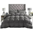 thumbnail image 3 of D.N.G. BEDDINGS Luxurious 1 Piece Pom Pom Pinch Pleated Comforter, 800 Thread Count, 100% Egyptian Cotton, White Vintage Pom-Pom Fringe (Super King Size Solid Dark Grey Color), 3 of 5