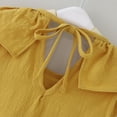 thumbnail image 6 of Sngxgn Girls Ruffle Trim Dress Print and Solid Color A-line Swing Flared Belted Casual Party Dress(Yellow,120), 6 of 7