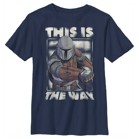 Boy's Star Wars: The Mandalorian This Is The Way Mando Graphic Tee Navy Blue X Large