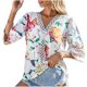 thumbnail image 1 of Tops Y Blusas Casuales de Manga Corta con Cuello en V Encaje Blusa de Moda, Poliéster Ligero para Invierno Primavera, 1 of 8