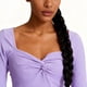 thumbnail image 5 of Blusa De Punto Acanalado De Manga Larga, Parte Superior Delantera Con Suave, Ajuste Delgado, De Moda Para El Trabajo De Oficina Para Mujeres, 5 of 7