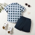 thumbnail image 4 of KIMI BEAR Baby Boys Shorts Outfits 3T Toddler Boys Spring Summer Clothes Casual Checked Print Lapel Short Sleeve Top Shorts 2PCs Set 3-4T, Royal Blue, 4 of 8