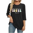 thumbnail image 4 of Mifsaly Ribbed Easter Tshirts for Women Cute Animal Graphic 3/4 Sleeve Shirts Comfortable Breathable Casual Easter Tops Tee L, 4 of 7