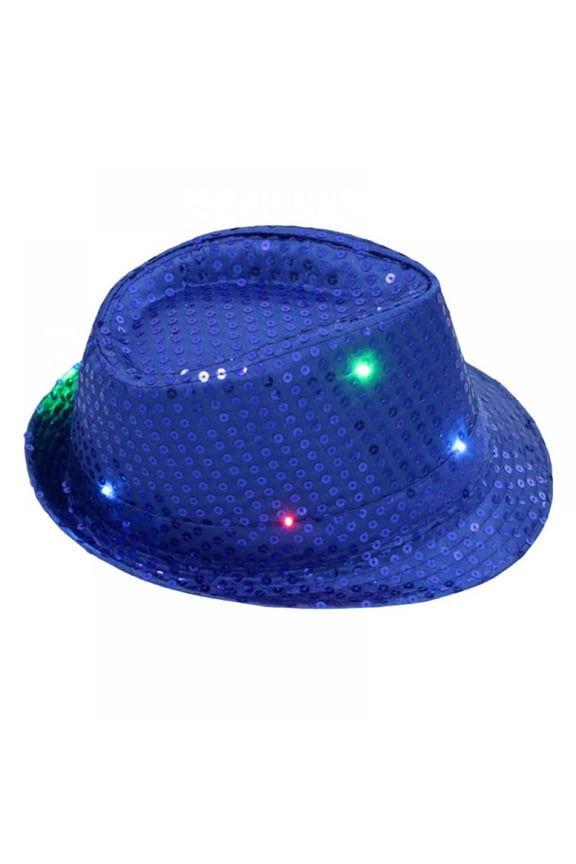LED Hat Light up Jazz Hat Luminous LED Light Jazz Hat Flash Glow Party Hat Stage Hat Cap for Men Women Glow in Dark Party Supplies Christmas Cap for Event Holiday