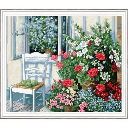 UPC: 4840746043444 | Luca-S Terrace with Flowers Kit Counted Cross-Stitch