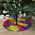 thumbnail image 2 of FMSHPON Colorful Shiny Puzzle Xmas Christmas Tree Skirt Stand Mat for Holiday Party Decoration Indoor Outdoor 36 inches, 2 of 3