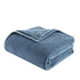 thumbnail image 3 of Pemberly Row Modern / Contemporary Velvet Binding Blanket in Blue, 3 of 6