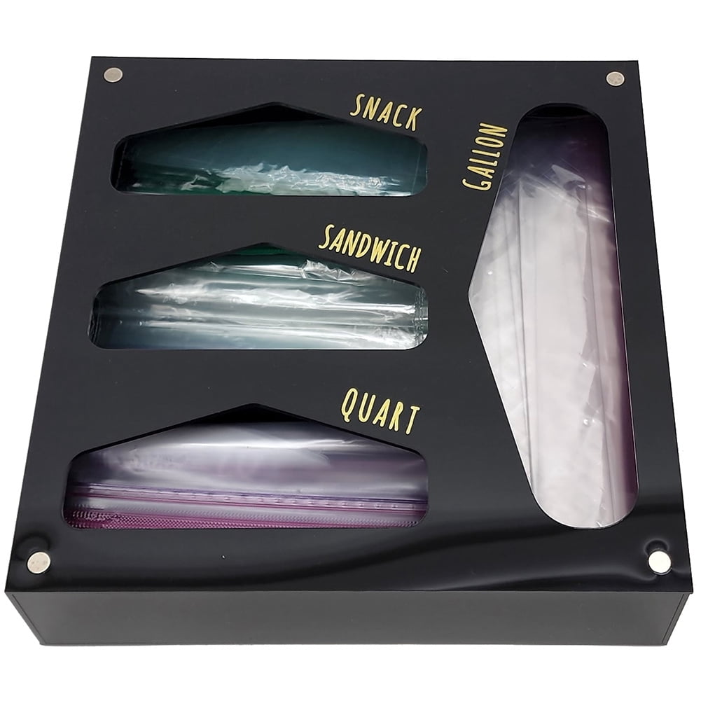 OnDisplay Luxe Acrylic Kitchen Drawer Zip Food Storage Bag Organizer (Black)