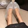 thumbnail image 2 of Shrysg Women's Lattice Ballet Flats Pointed Toe Jelly Shoes Breathable Casual Slip On Sandals for Outdoor Daily Wear Silver, 2 of 6
