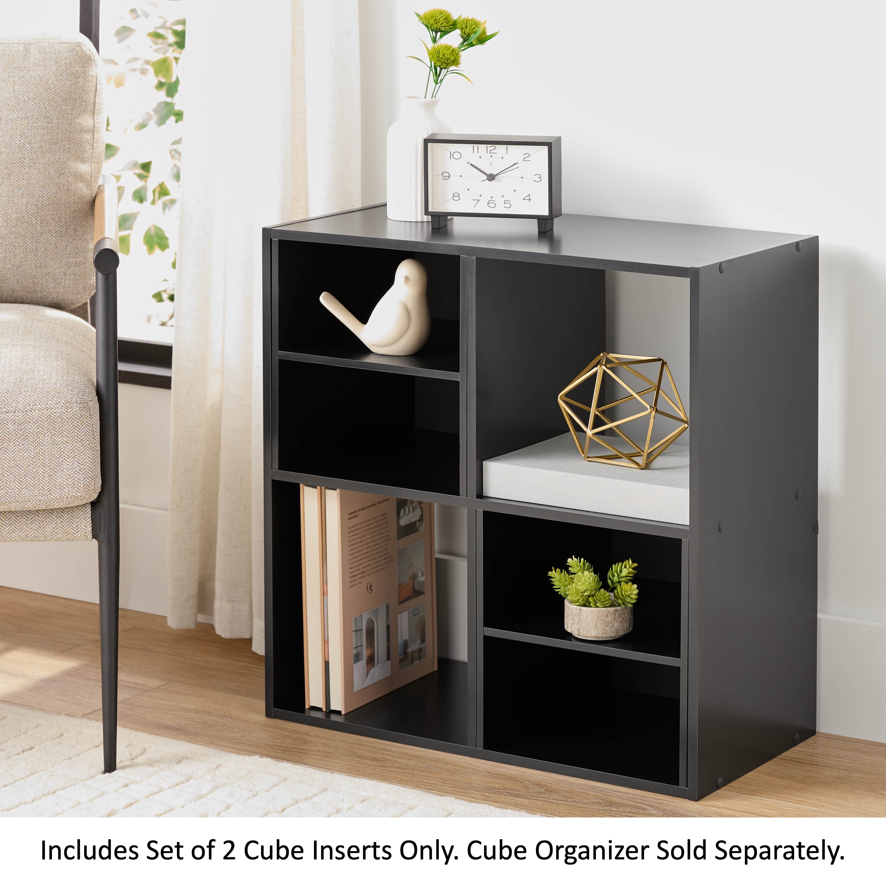 Mainstays Cube Storage H Inserts, Set of 2, Black
