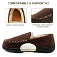 thumbnail image 2 of HOMEHOT Men's Slippers Mens Moccasin Slippers Memory Foam House Shoes with Non-Slip Rubber Adult Sole Brown 11, 2 of 4