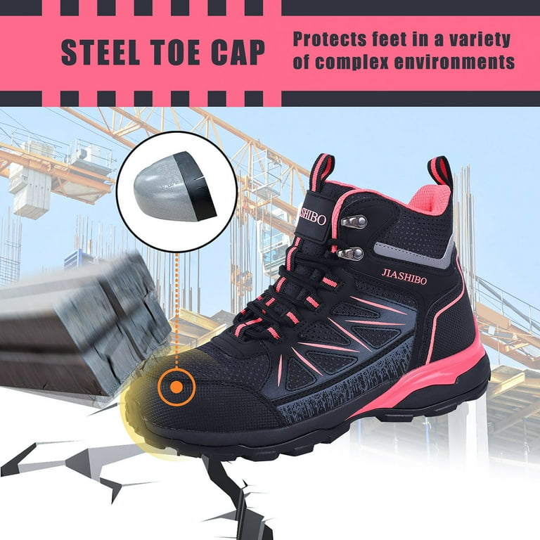 BLAPEK Women's Steel Toe Work Boots, Lightweight, Comfortable