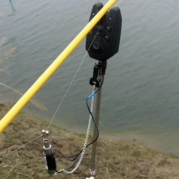 Wireless Digital Fishing LED Alarm Alert Set 4 Fishing Bite Alarm + 1  Receiver with LCD Screen Indicator + 4 Stainless Steel Chain Hanger  Illuminated in Case Carp Fishing 