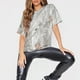 thumbnail image 5 of Ropa de trabajo de manga corta con cuello redondo y bolsillos para mujer, Tops estampados, Tops de verano para mujer, 5 of 7