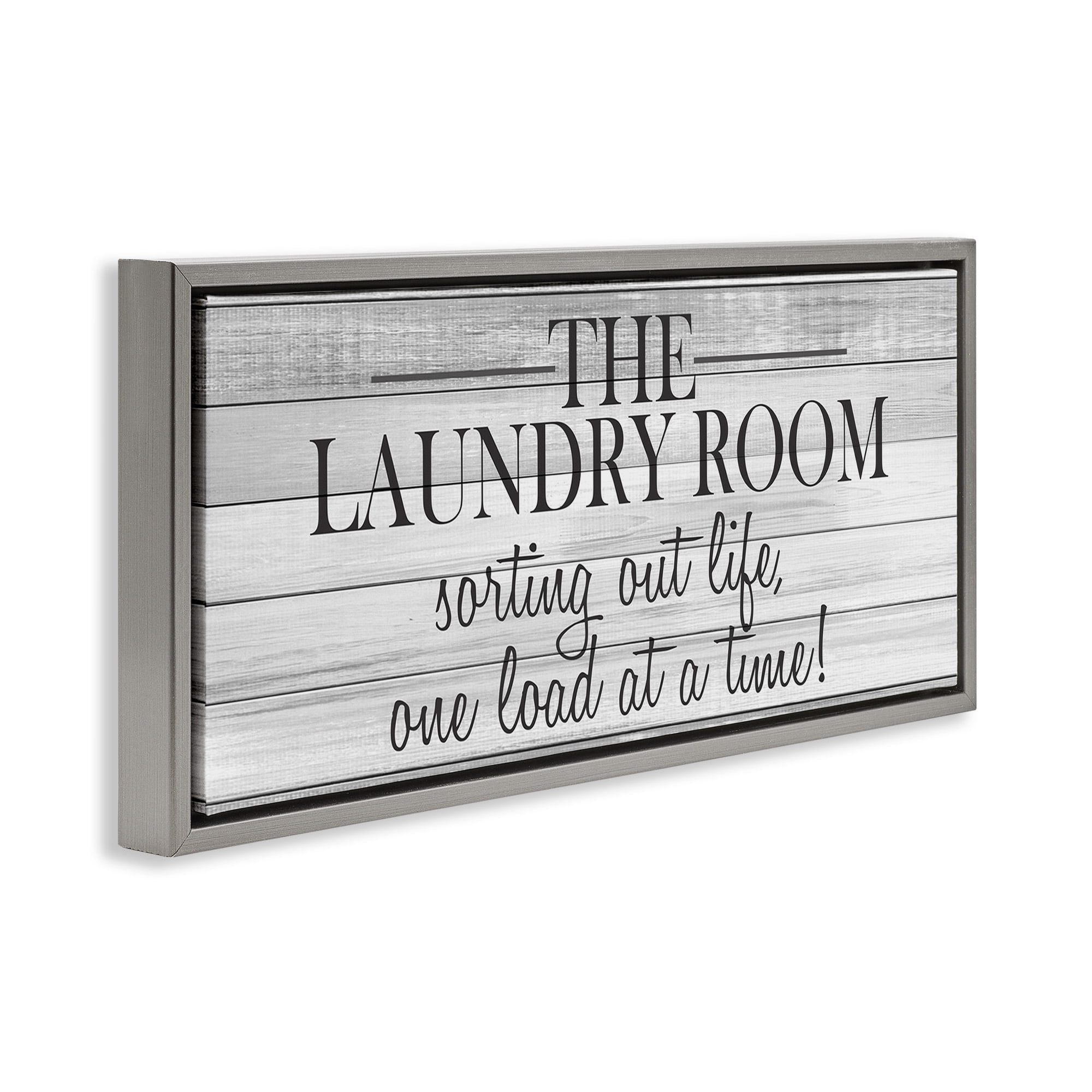 Stupell Industries Laundry Sorting Out Life Typography Painting Gray Floater Framed Canvas Art Print Wall Art, 31 x 14