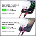 thumbnail image 2 of 20W PD & QC Dual-Port Fast Wall Charger Block, Type C Charger Block with 10FT USB-C to C & USB-A to C Cables, Power Adapter Compatible with iPhone 17/16/15 Pro Max iPad Pro Galaxy S26 Android,Pink, 2 of 7