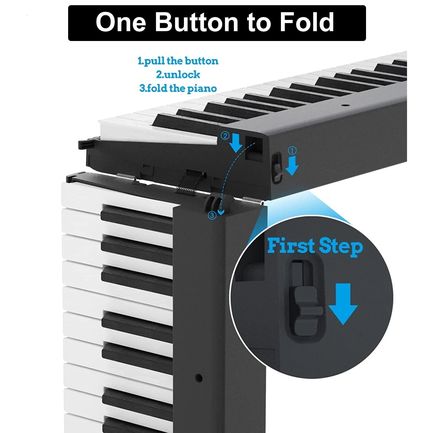 iMeshbean 88 Key Electric Piano Keyboard Portable Semi Weighted Full Size Key w/Pedal &Bag, Black