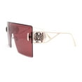 thumbnail image 3 of Luxury Oversized Rectangle Shield Rimless Lion Emblem Sunglasses Gold - Burgundy, 3 of 4