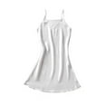 thumbnail image 3 of TEAJOPSUU Women's Silk Nightgown Satin Robe Chemise Set Lace Sleeveless Matching Sleepwear Solid Color Loungewear White, 3 of 4