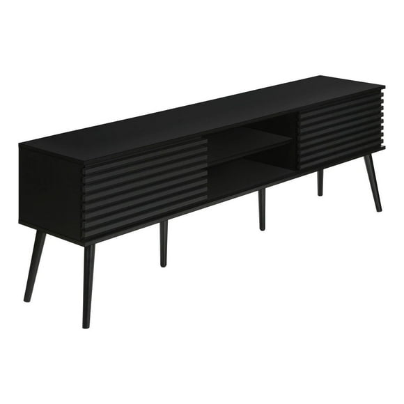 Monarch Specialties Tv Stand, 72 Inch, Media Entertainment Center, Storage Cabinet, Console, Storage Shelves, Bedroom, Living Room, Black Laminate, Contemporary