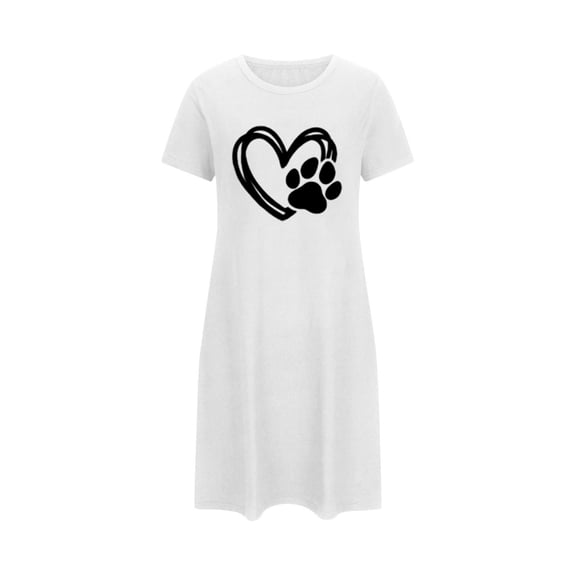 QSAWXQZ Women's Valentine's Mini Dress Short Sleeve Crewneck Heart Graphic Pullover Loungewear Dress for Summer White 5XL