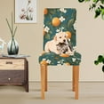 thumbnail image 4 of Yayeee 2 Pack Dining Chair Covers Stretch Parson Chairs Slipcovers Seat Protector, Green Floral Orange, 4 of 6