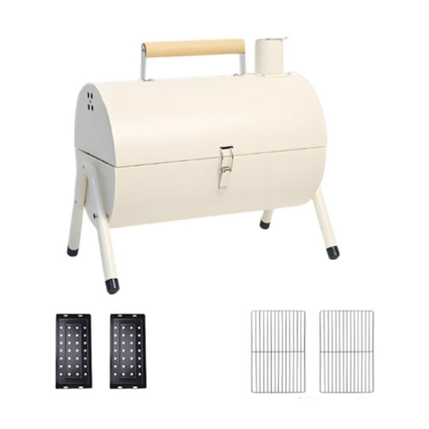 Parrilla de carbón portátil compacta, pequeña, con bisagras, resistente, para exteriores Blanco