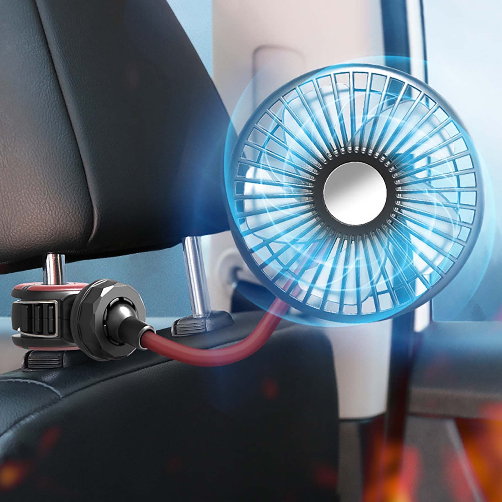 Sentmoon Room Decor Car Seat Hook Fan With Rotating RGB Light Cool Fan For Back Seat Passenger Portable Car Fan Headrest Suitable For Vehicles SUVs RVS Boats