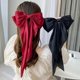thumbnail image 3 of Pasadores de lazo para el pelo de satén para mujer, pinzas para el pelo con lazos en capas, cola larga, horquilla de Color sólido, pasadores para el cabelloGran rojo1pcs, 3 of 5