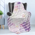 thumbnail image 4 of Wall Soft Flannel Fleece Throw Blanket, Vector Illustration of Graffiti Brick Wall Pattern Design Street Artwork, Cozy Plush for Indoor and Outdoor Use, 50" x 60", Violet and Lavender, by Ambesonne, 4 of 5
