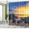 thumbnail image 5 of Ambesonne Tropical Shower Curtain, Horizon Sky Beach View, 69"Wx70"L, Royal Blue Marigold, 5 of 5