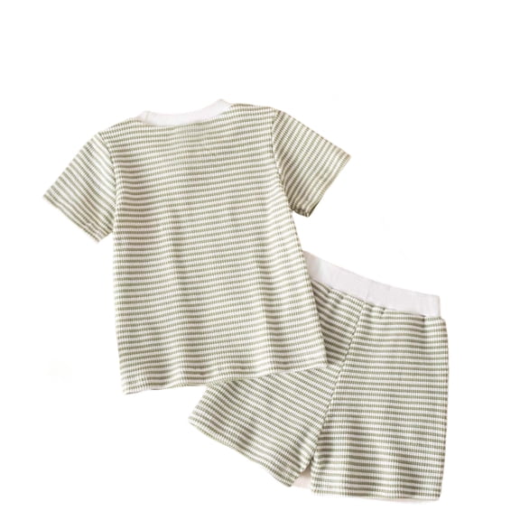LIIPEE Casual Summer Outfit Sets For Boys Baby Short Sleeve Cartoon Embroidery Tees Stripes Shorts 2 Piece Set Kids Comfortable Cute Outfits,3-4 Years