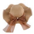 thumbnail image 1 of Sombrero de 56-58cm de circunferencia para mujer, sombrilla de verano, sombrero de paja plegable, aleros grandes, lazo informal, sombrero de playa, sombrero de viaje, 1 of 5